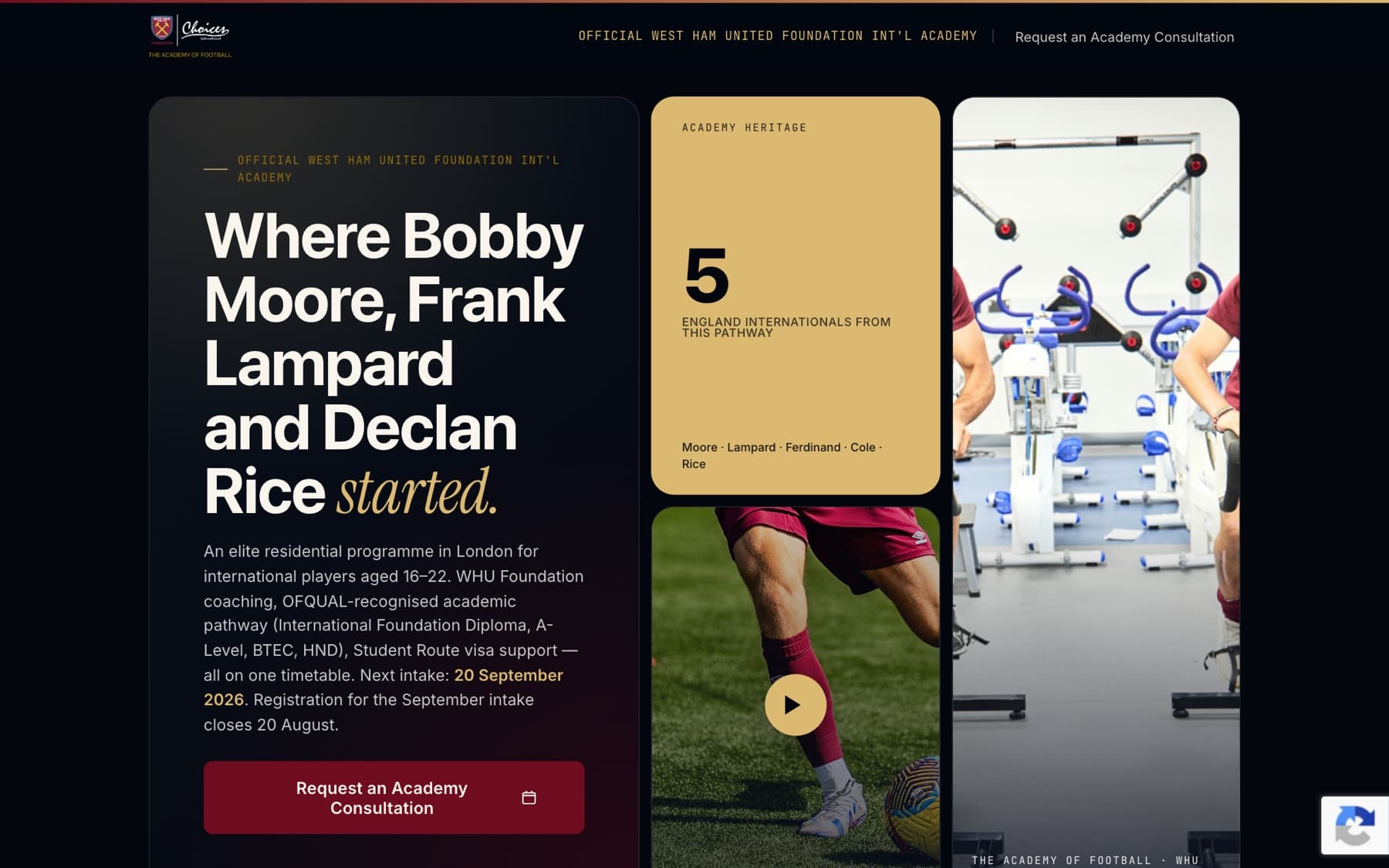 International Academy of Football · Sistema de landing pages