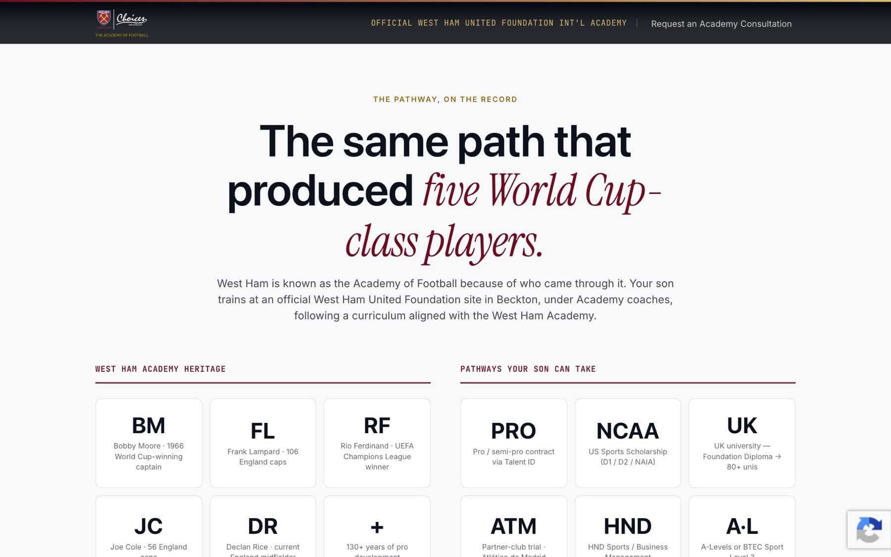 International Academy of Football · Sistema de landing pages, imagen 5 de 13