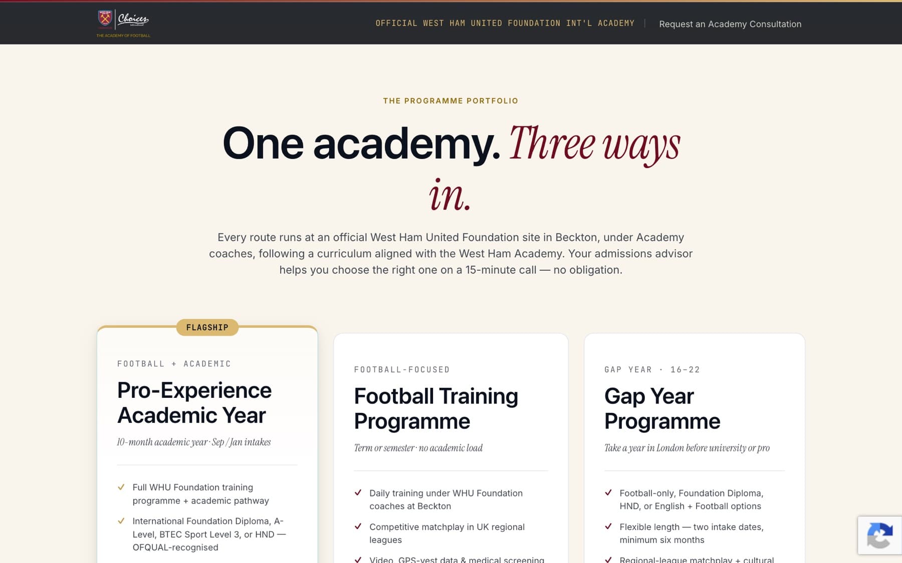 International Academy of Football · Sistema de landing pages, imagen 6 de 13