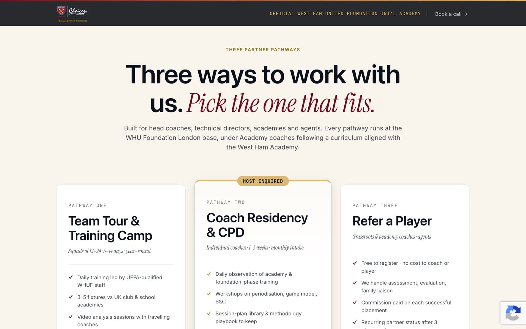 International Academy of Football · Sistema de landing pages, imagen 12 de 13