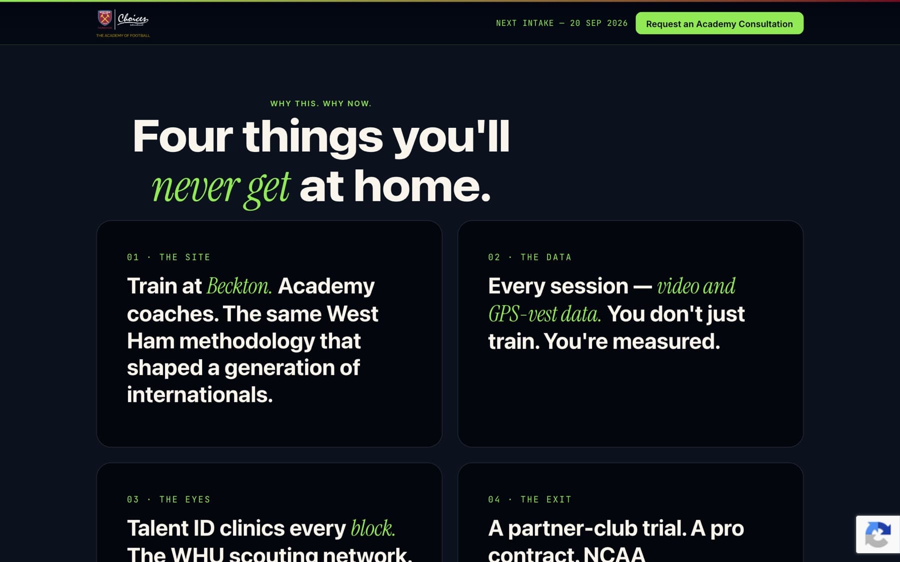 International Academy of Football · Sistema de landing pages, imagen 9 de 13