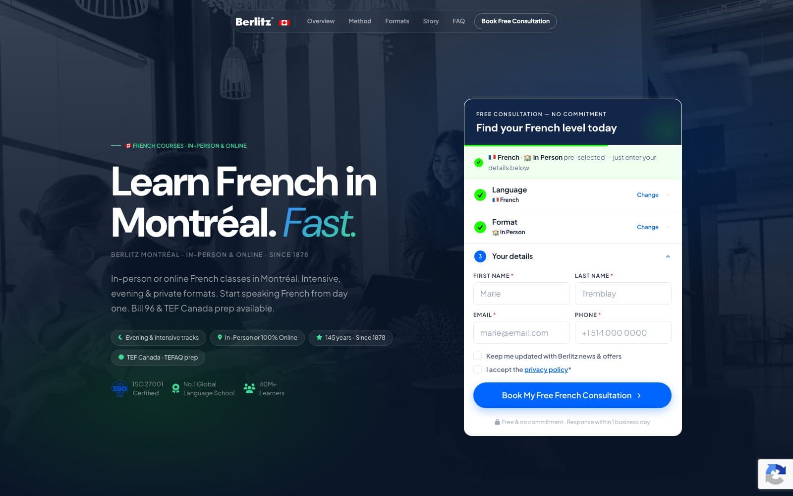 Berlitz Canada · Páginas por ciudad y búsqueda de pago