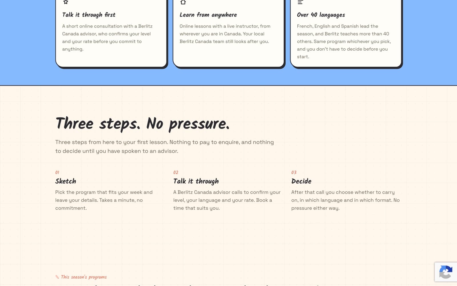 Three steps, named on the page