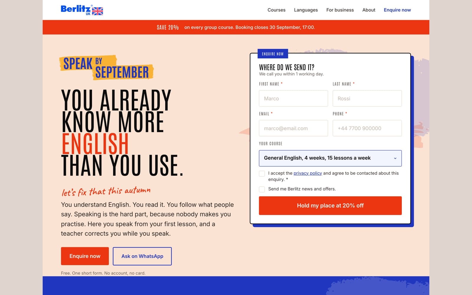 Berlitz UK · Speak by September