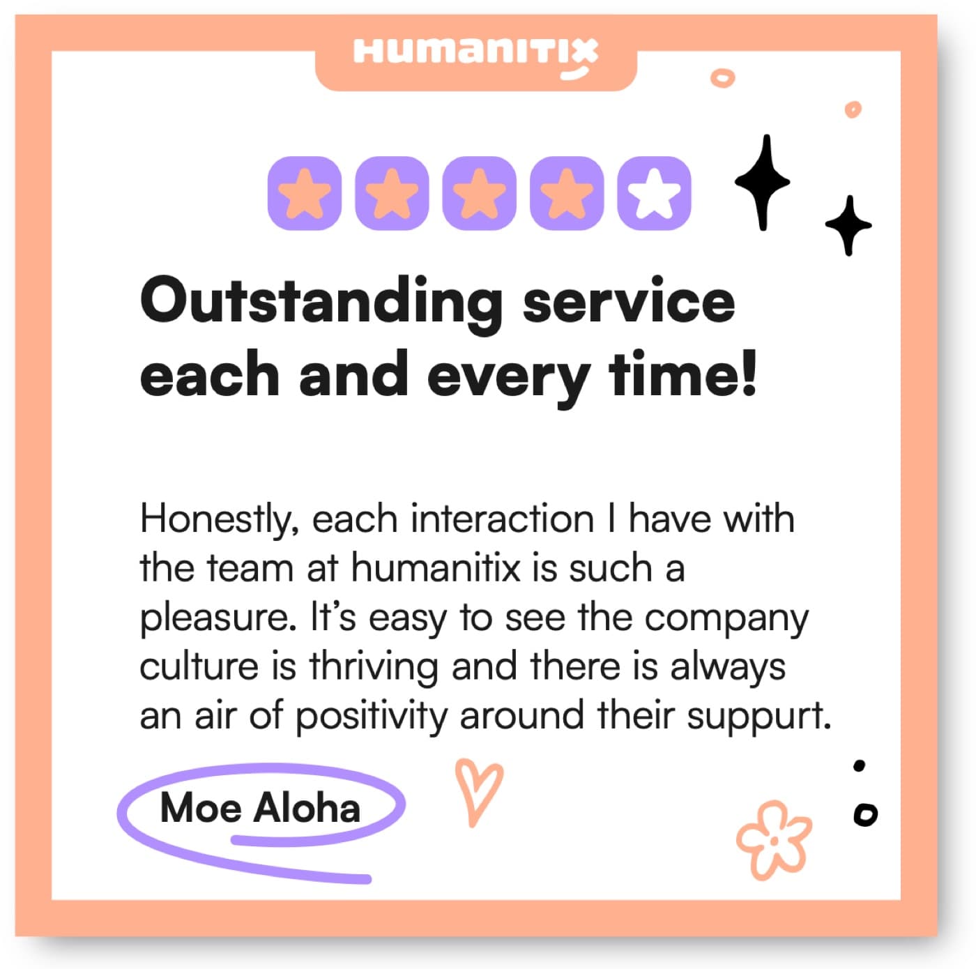 Testimonial, Humans peach